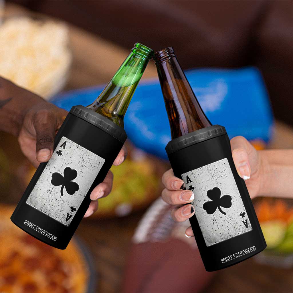Funny St Patrick's Day Shamrock Clubs Poker Card 4 in 1 Can Cooler Tumbler TS11 Print Your Wear