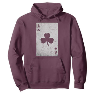 Funny St Patrick's Day Shamrock Clubs Poker Card Hoodie TS11 Maroon Print Your Wear