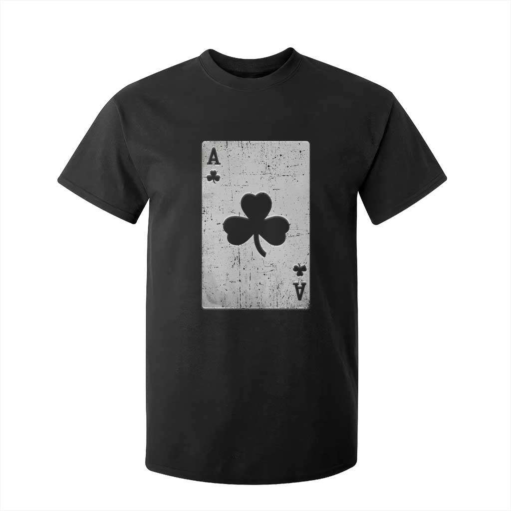 Funny St Patrick's Day Shamrock Clubs Poker Card T Shirt For Kid TS11 Black Print Your Wear