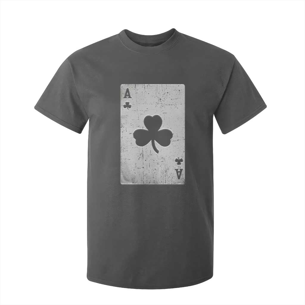 Funny St Patrick's Day Shamrock Clubs Poker Card T Shirt For Kid TS11 Dark Heather Print Your Wear