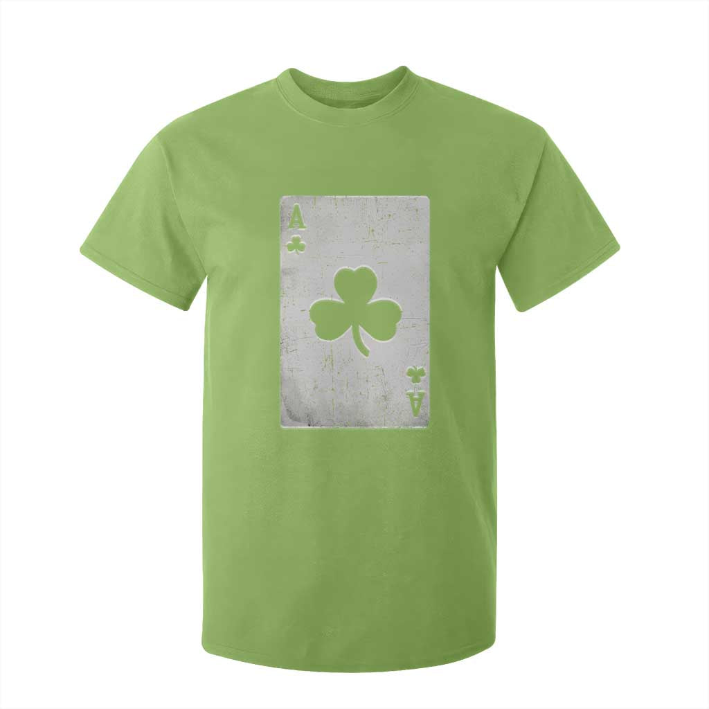 Funny St Patrick's Day Shamrock Clubs Poker Card T Shirt For Kid TS11 Lime Print Your Wear