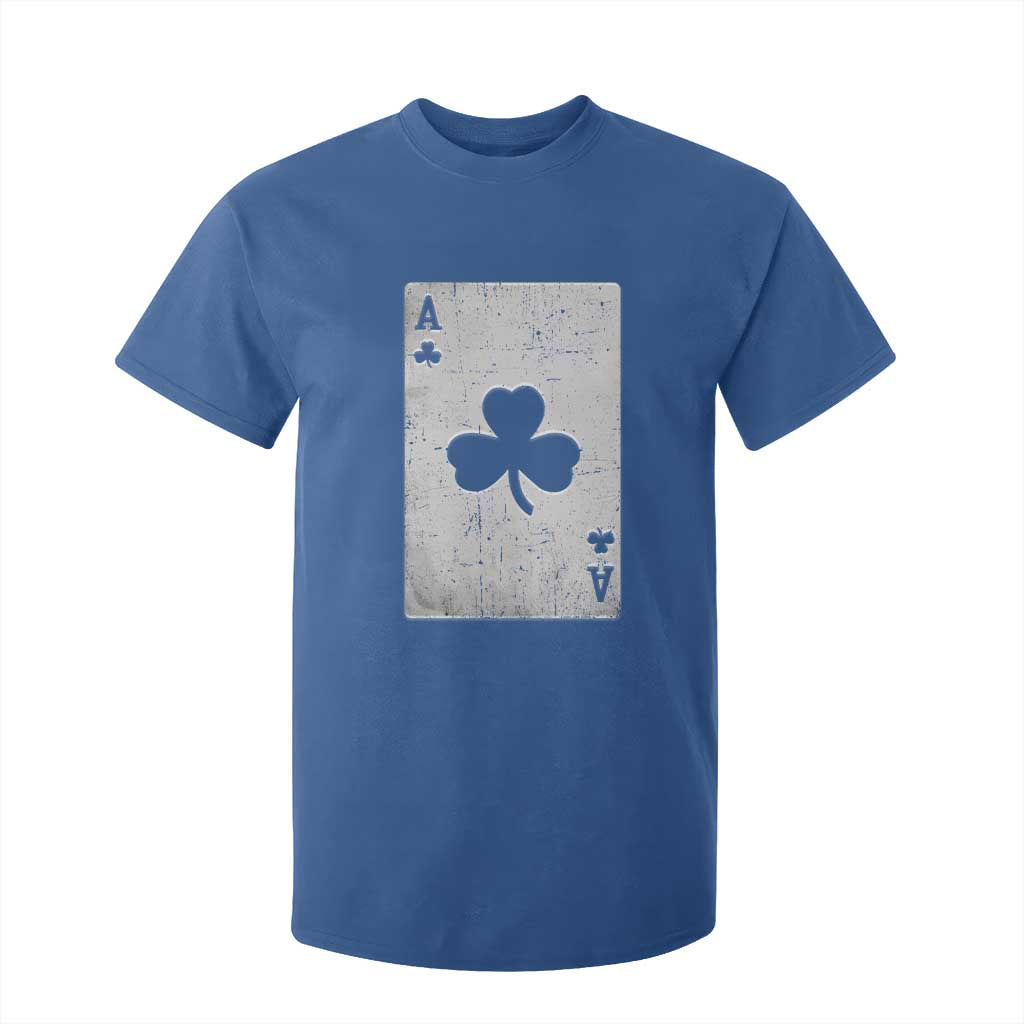 Funny St Patrick's Day Shamrock Clubs Poker Card T Shirt For Kid TS11 Royal Blue Print Your Wear
