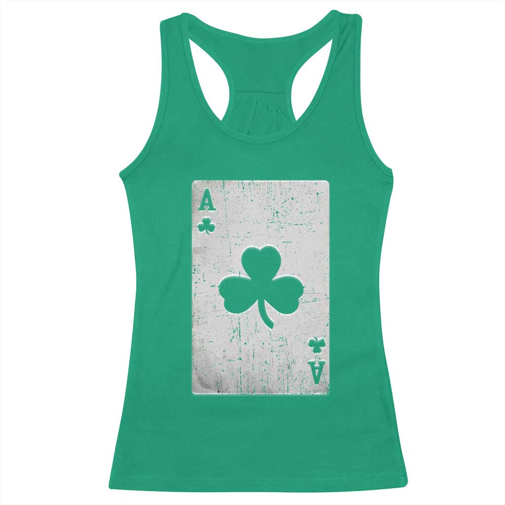 Funny St Patrick's Day Shamrock Clubs Poker Card Racerback Tank Top TS11 Irish Green Print Your Wear