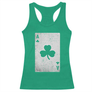 Funny St Patrick's Day Shamrock Clubs Poker Card Racerback Tank Top TS11 Irish Green Print Your Wear