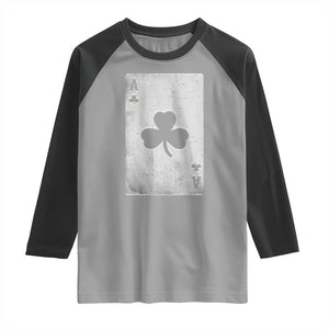 Funny St Patrick's Day Shamrock Clubs Poker Card Raglan Shirt TS11 Sport Gray Black Print Your Wear