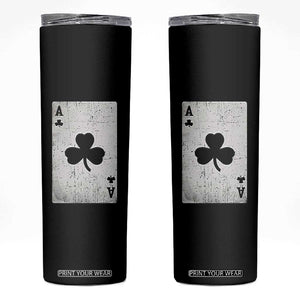 Funny St Patrick's Day Shamrock Clubs Poker Card Skinny Tumbler TS11 Black Print Your Wear