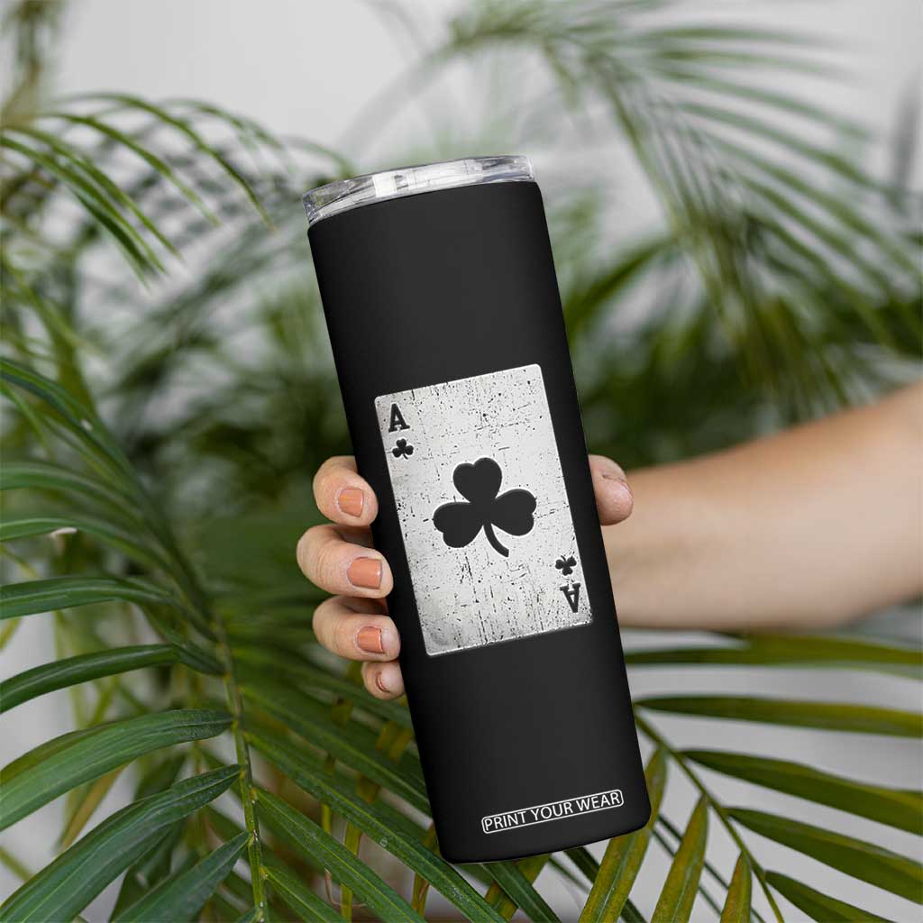 Funny St Patrick's Day Shamrock Clubs Poker Card Skinny Tumbler TS11 Print Your Wear