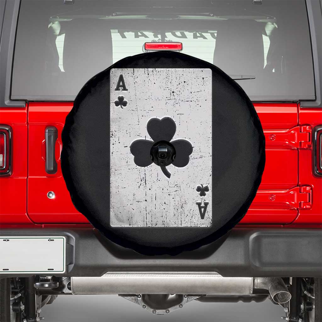 Funny St Patrick's Day Shamrock Clubs Poker Card Spare Tire Cover TS11 Black Print Your Wear