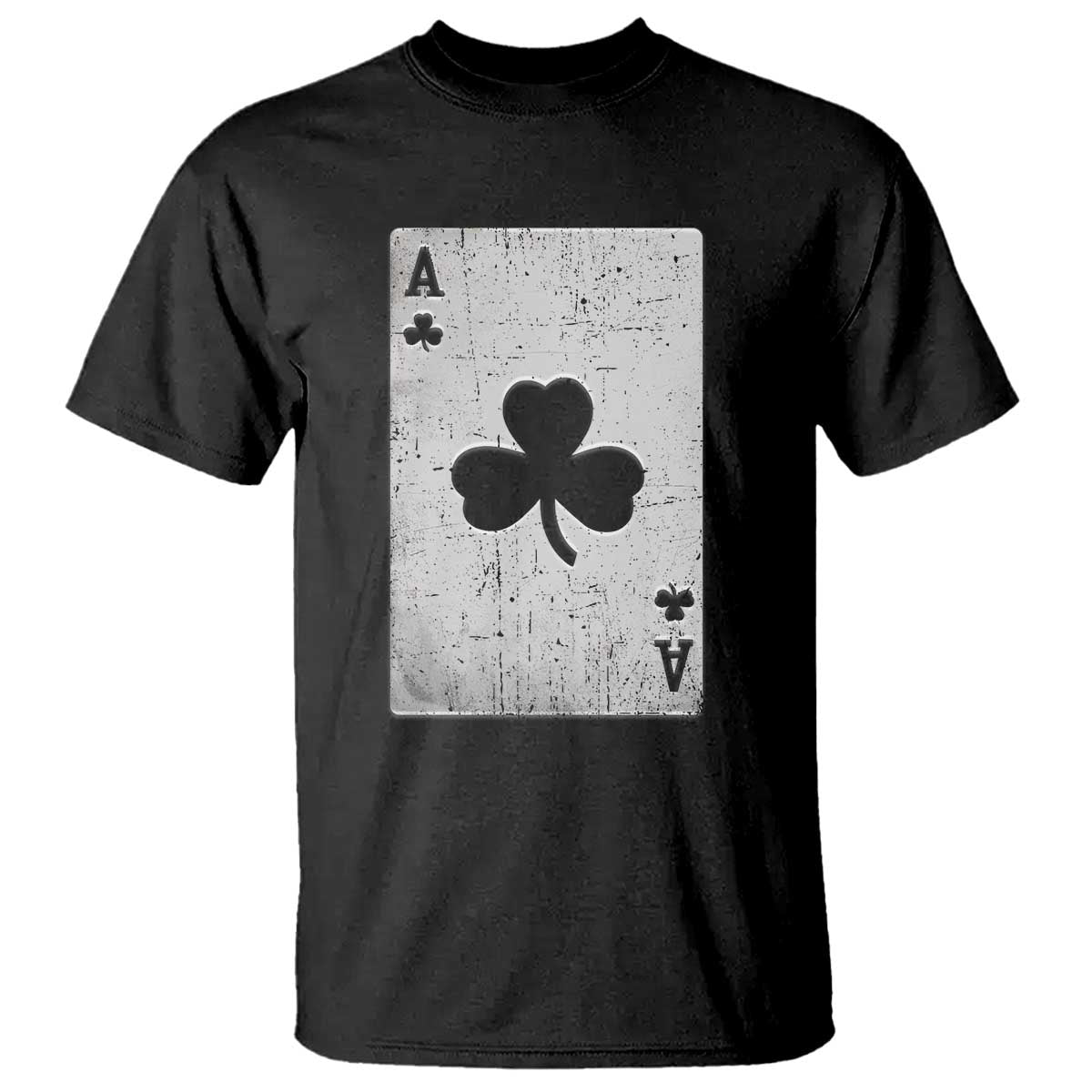 Funny St Patrick's Day Shamrock Clubs Poker Card T Shirt TS11 Black Print Your Wear