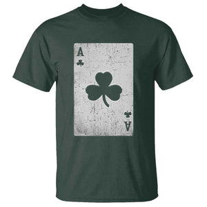 Funny St Patrick's Day Shamrock Clubs Poker Card T Shirt TS11 Dark Forest Green Print Your Wear