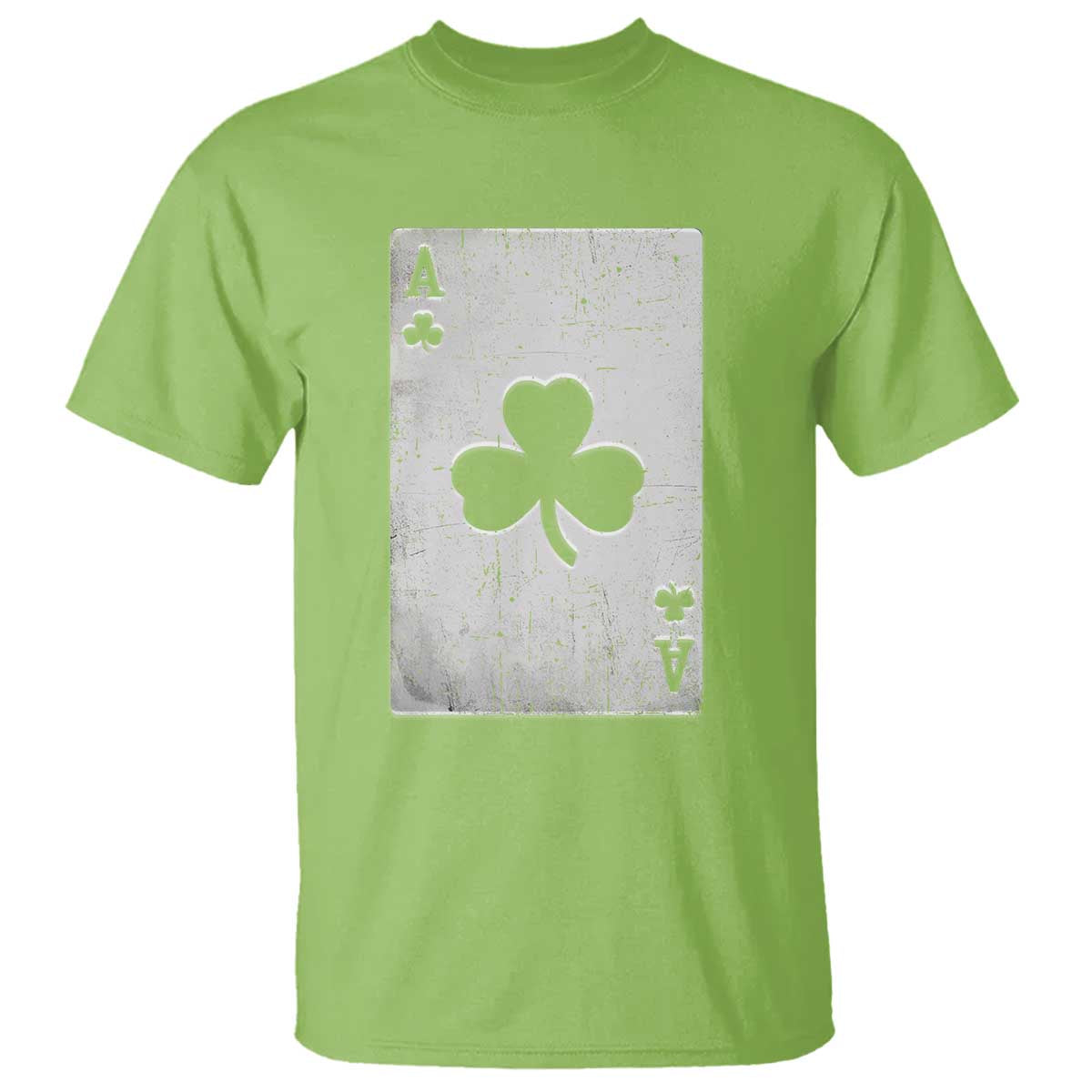Funny St Patrick's Day Shamrock Clubs Poker Card T Shirt TS11 Lime Print Your Wear