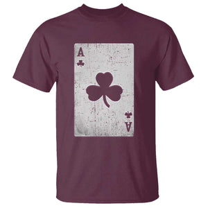Funny St Patrick's Day Shamrock Clubs Poker Card T Shirt TS11 Maroon Print Your Wear