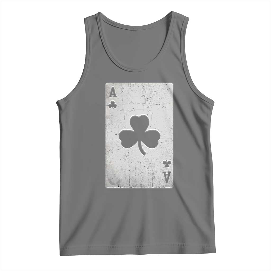 Funny St Patrick's Day Shamrock Clubs Poker Card Tank Top TS11 Black Heather Print Your Wear