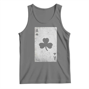 Funny St Patrick's Day Shamrock Clubs Poker Card Tank Top TS11 Black Heather Print Your Wear