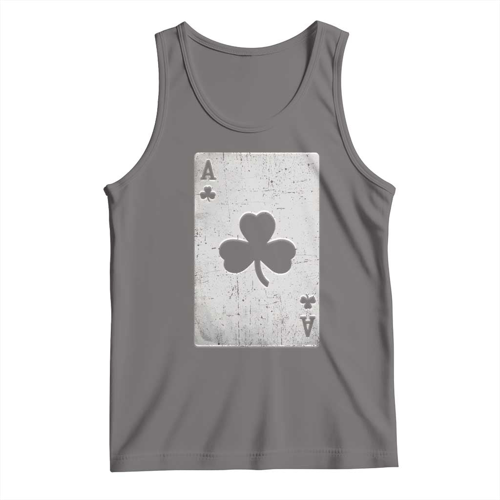 Funny St Patrick's Day Shamrock Clubs Poker Card Tank Top TS11 Deep Heather Print Your Wear