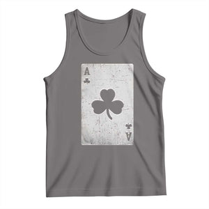 Funny St Patrick's Day Shamrock Clubs Poker Card Tank Top TS11 Deep Heather Print Your Wear