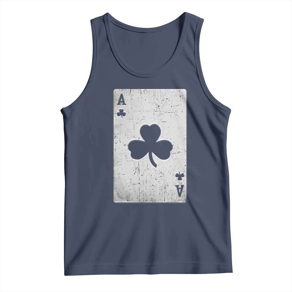 Funny St Patrick's Day Shamrock Clubs Poker Card Tank Top TS11 Navy Print Your Wear