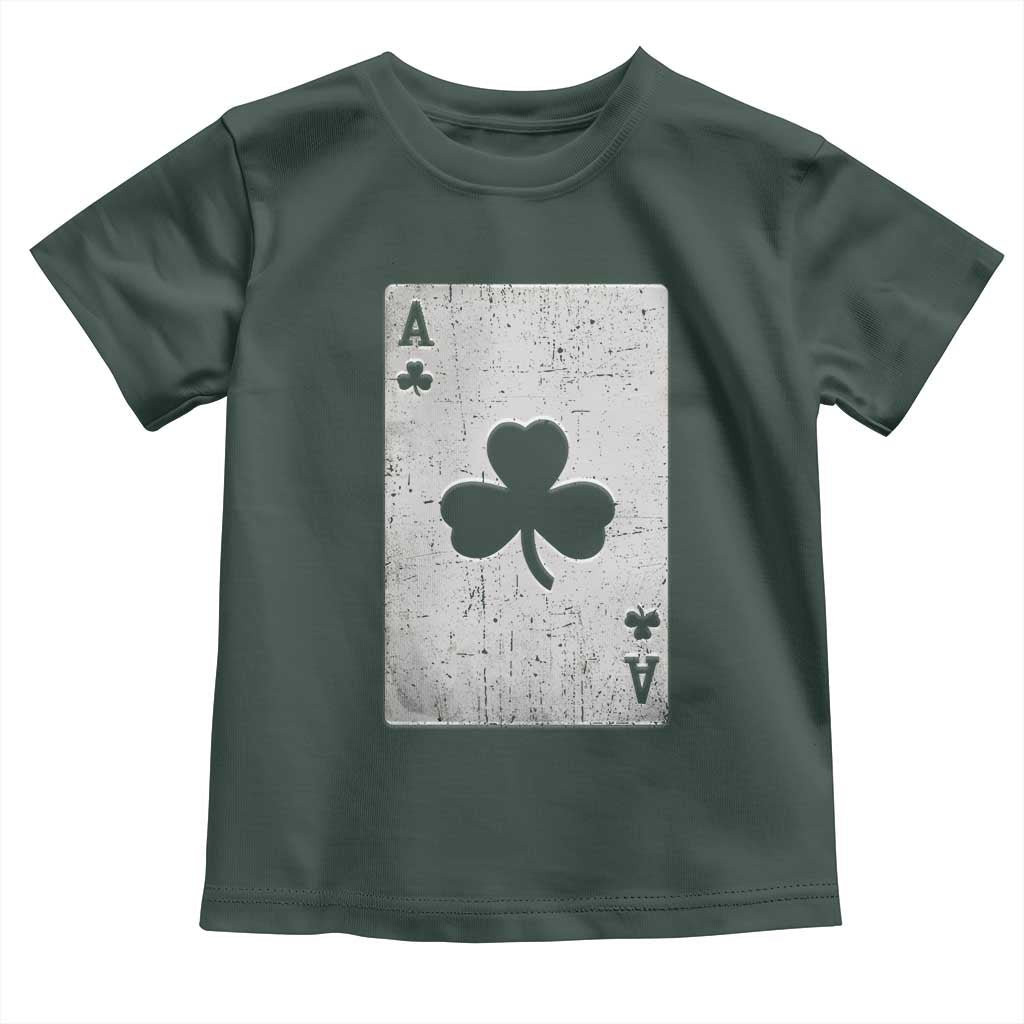 Funny St Patrick's Day Shamrock Clubs Poker Card Toddler T Shirt TS11 Dark Forest Green Print Your Wear