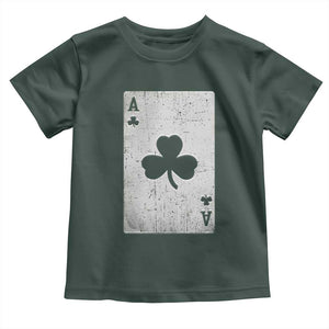 Funny St Patrick's Day Shamrock Clubs Poker Card Toddler T Shirt TS11 Dark Forest Green Print Your Wear