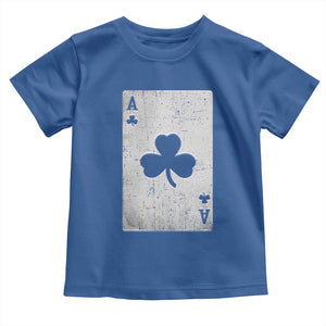 Funny St Patrick's Day Shamrock Clubs Poker Card Toddler T Shirt TS11 Royal Blue Print Your Wear