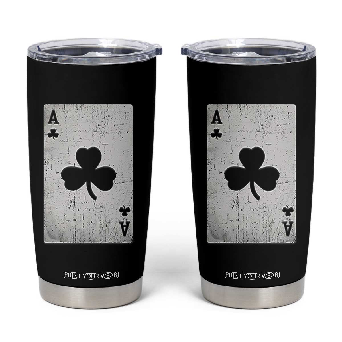 Funny St Patrick's Day Shamrock Clubs Poker Card Tumbler Cup TS11 Black Print Your Wear