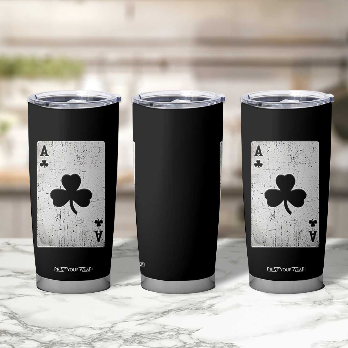 Funny St Patrick's Day Shamrock Clubs Poker Card Tumbler Cup TS11 Print Your Wear