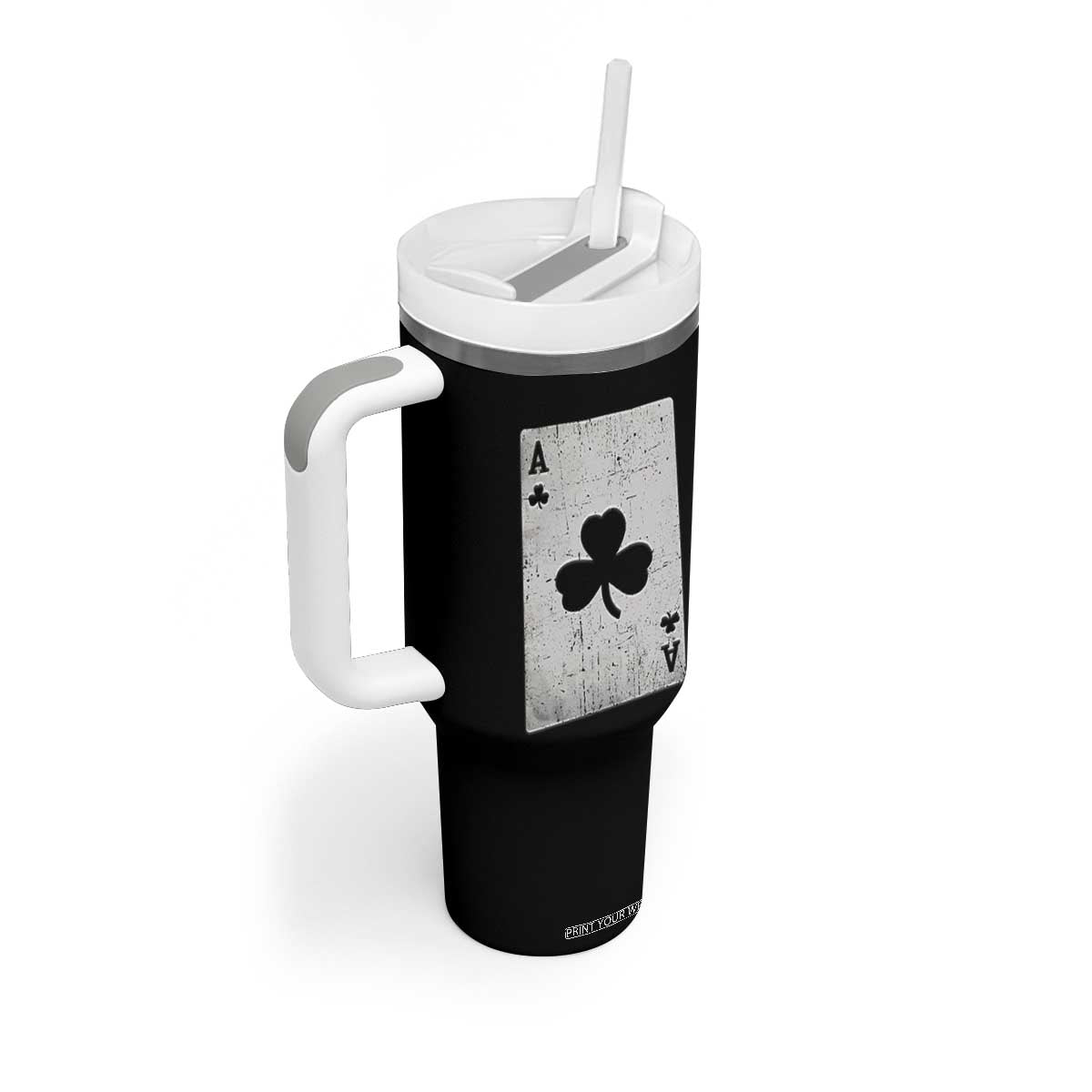 Funny St Patrick's Day Shamrock Clubs Poker Card Tumbler With Handle TS11 Print Your Wear