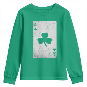 Funny St Patrick's Day Shamrock Clubs Poker Card Youth Sweatshirt TS11 Irish Green Print Your Wear