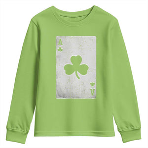 Funny St Patrick's Day Shamrock Clubs Poker Card Youth Sweatshirt TS11 Lime Print Your Wear