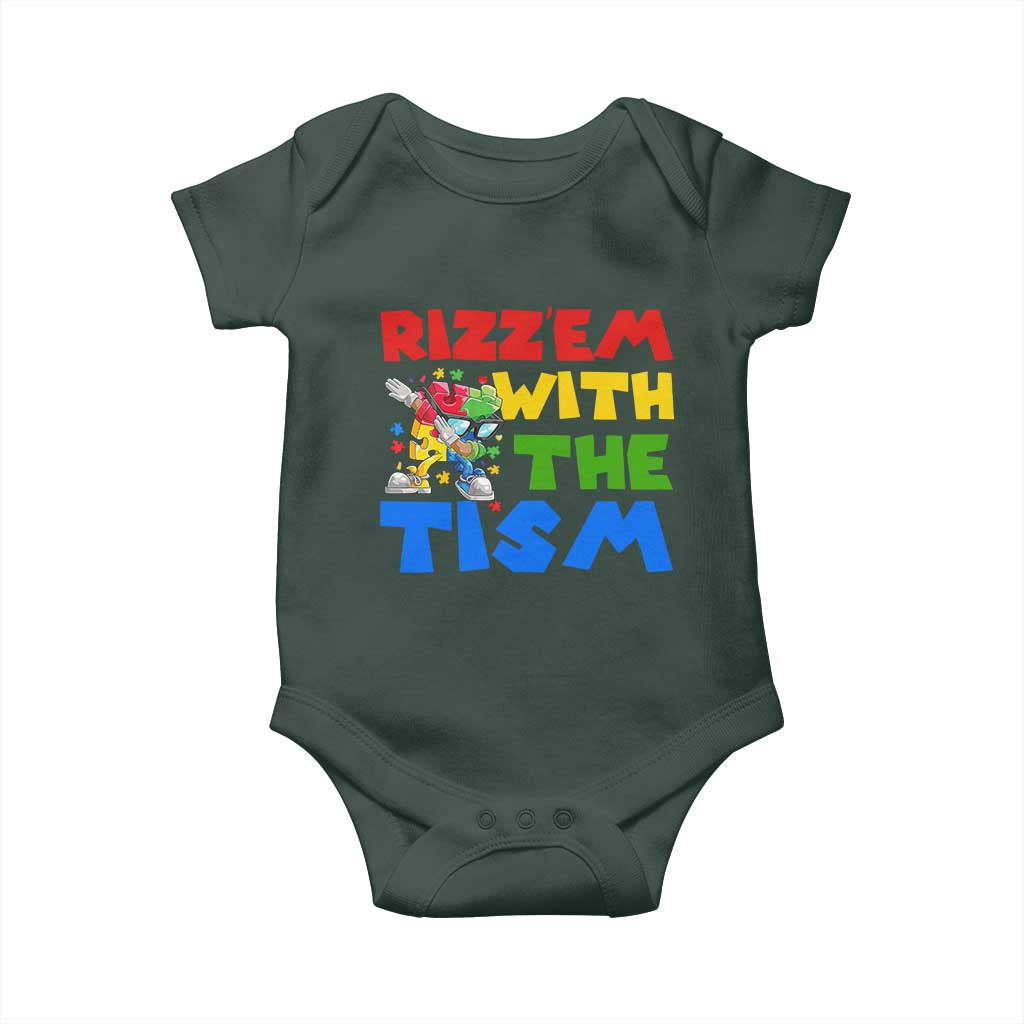 Funny Rizz Em With The Tism Baby Onesie Autism Awareness Dabbing Puzzle TS11 Print Your Wear