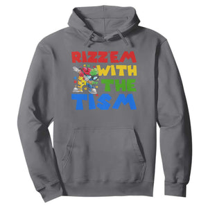 Funny Rizz Em With The Tism Hoodie Autism Awareness Dabbing Puzzle TS11 Charcoal Print Your Wear