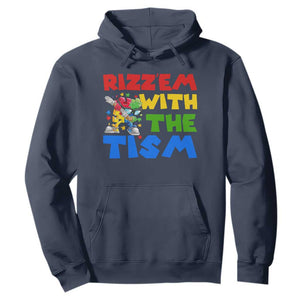 Funny Rizz Em With The Tism Hoodie Autism Awareness Dabbing Puzzle TS11 Navy Print Your Wear