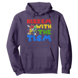 Funny Rizz Em With The Tism Hoodie Autism Awareness Dabbing Puzzle TS11 Purple Print Your Wear