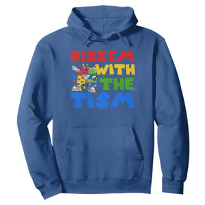 Funny Rizz Em With The Tism Hoodie Autism Awareness Dabbing Puzzle TS11 Royal Blue Print Your Wear