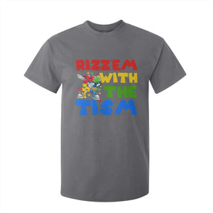 Funny Rizz Em With The Tism T Shirt For Kid Autism Awareness Dabbing Puzzle TS11 Charcoal Print Your Wear