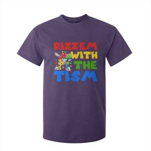 Funny Rizz Em With The Tism T Shirt For Kid Autism Awareness Dabbing Puzzle TS11 Purple Print Your Wear