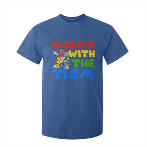Funny Rizz Em With The Tism T Shirt For Kid Autism Awareness Dabbing Puzzle TS11 Royal Blue Print Your Wear