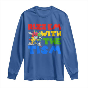 Funny Rizz Em With The Tism Long Sleeve Shirt Autism Awareness Dabbing Puzzle TS11 Royal Blue Print Your Wear