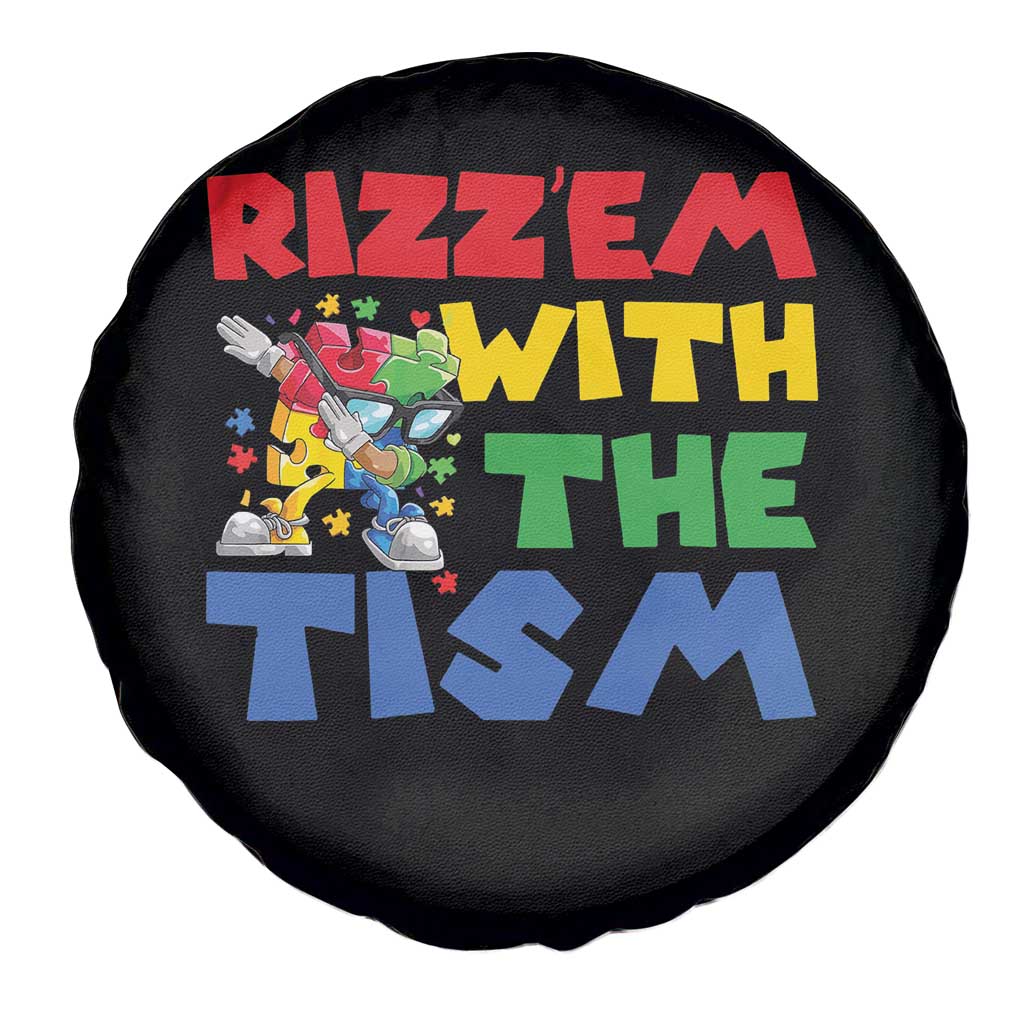 Funny Rizz Em With The Tism Spare Tire Cover Autism Awareness Dabbing Puzzle TS11 Print Your Wear