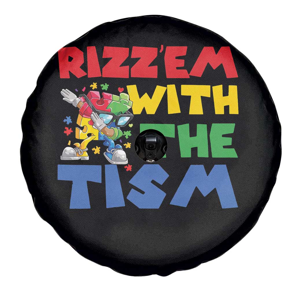 Funny Rizz Em With The Tism Spare Tire Cover Autism Awareness Dabbing Puzzle TS11 Print Your Wear