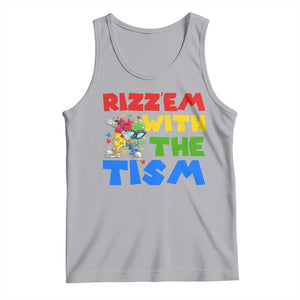 Funny Rizz Em With The Tism Tank Top Autism Awareness Dabbing Puzzle TS11 Athletic Heather Print Your Wear