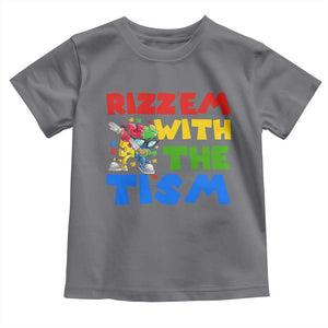 Funny Rizz Em With The Tism Toddler T Shirt Autism Awareness Dabbing Puzzle TS11 Charcoal Print Your Wear