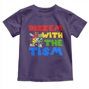 Funny Rizz Em With The Tism Toddler T Shirt Autism Awareness Dabbing Puzzle TS11 Purple Print Your Wear