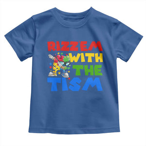 Funny Rizz Em With The Tism Toddler T Shirt Autism Awareness Dabbing Puzzle TS11 Royal Blue Print Your Wear