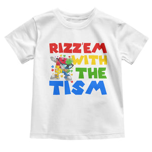 Funny Rizz Em With The Tism Toddler T Shirt Autism Awareness Dabbing Puzzle TS11 White Print Your Wear