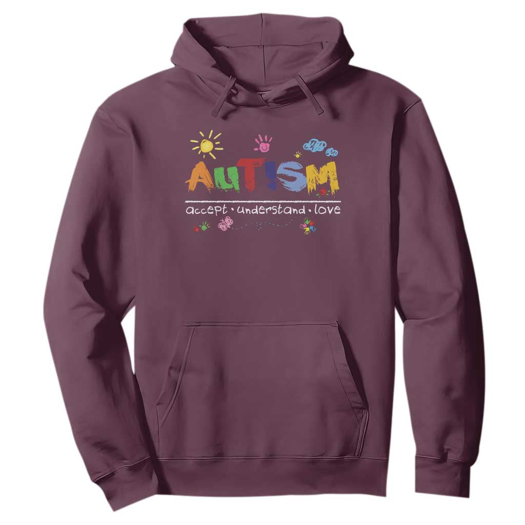 Autism Acceptance Month Hoodie Autism Accept Understand Love SPED Teachers TS11 Maroon Print Your Wear