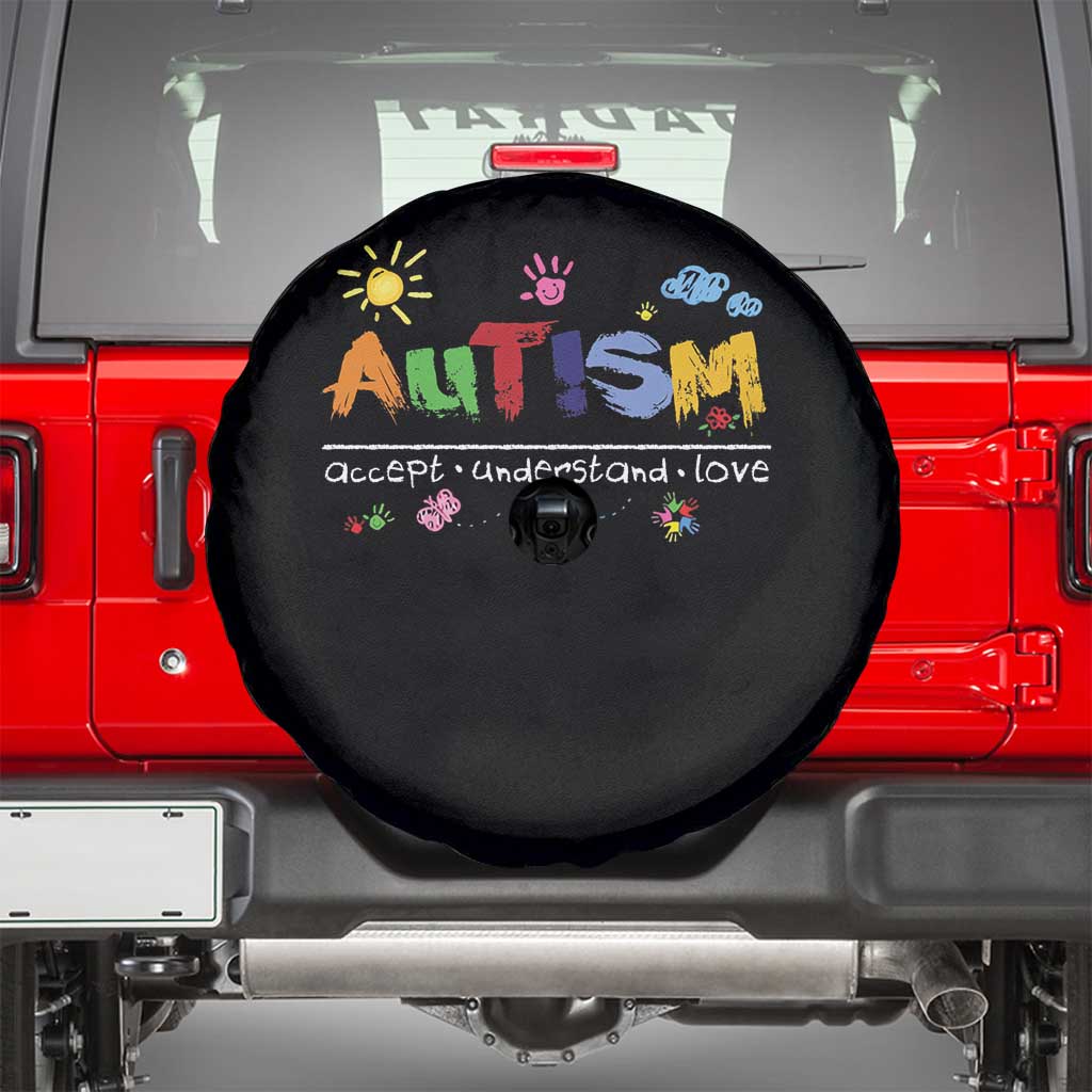 Autism Acceptance Month Spare Tire Cover Autism Accept Understand Love SPED Teachers TS11 Black Print Your Wear