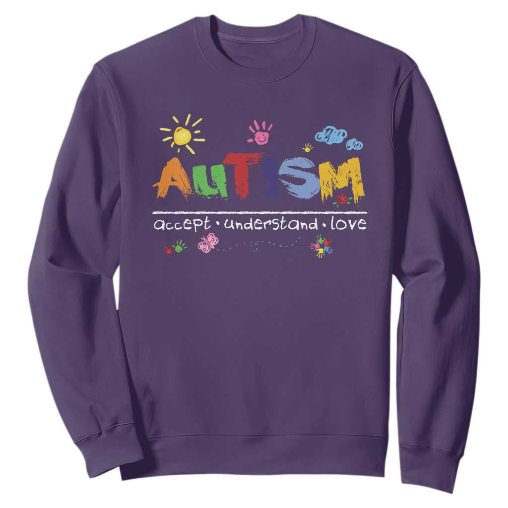 Autism Acceptance Month Sweatshirt Autism Accept Understand Love SPED Teachers TS11 Purple Print Your Wear