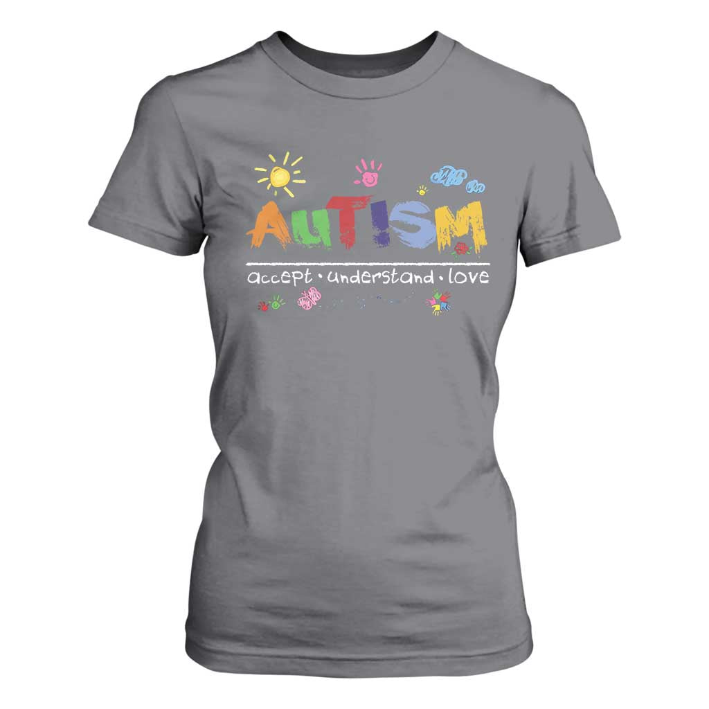 Autism Acceptance Month T Shirt For Women Autism Accept Understand Love SPED Teachers TS11 Charcoal Print Your Wear