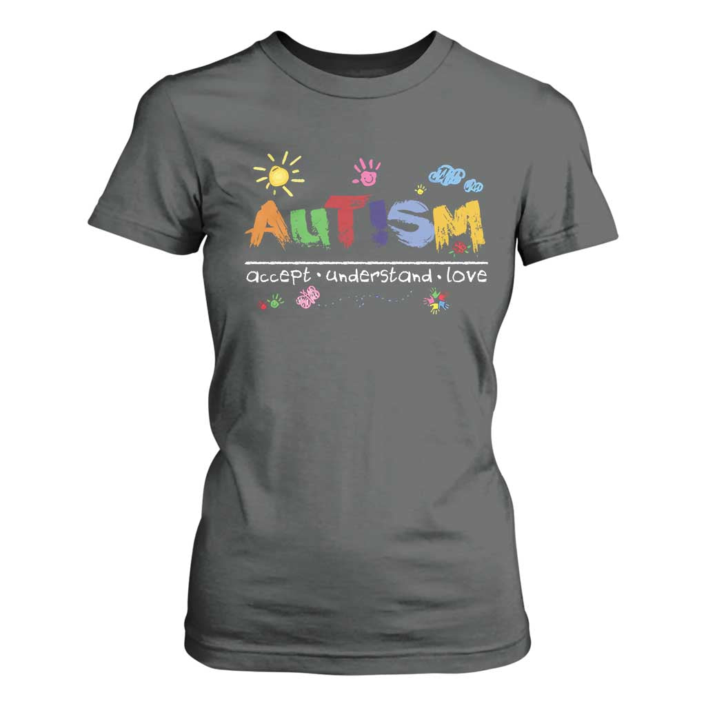 Autism Acceptance Month T Shirt For Women Autism Accept Understand Love SPED Teachers TS11 Dark Heather Print Your Wear